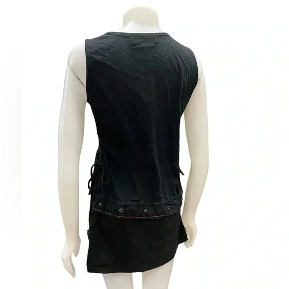 Leopards & Roses Made  In Nepal Black Red Mini Sleeveless Dress Size Medium - Picture 6 of 15